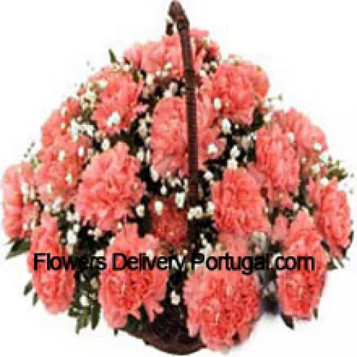 Basket Of 25 Pink Carnations