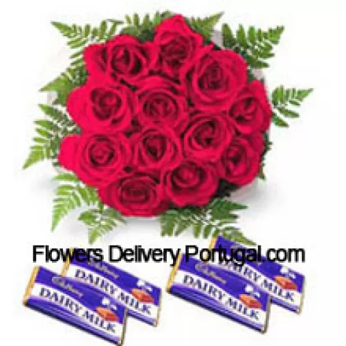 Bunch Of 11 Red Roses With Assorted Chocolates